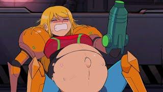 Pregnant Samus in Labour with a Metroid Baby
