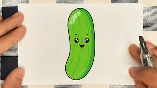 كيف ترسم خيار سهل خطوة بخطوة  رسم سهل تعليم رسم الخضروات قناة رسمDraw cute cucumber تعليم الرسم