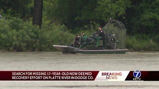 Law enforcement says search for missing Fremont teen on Platte River is recovery effort