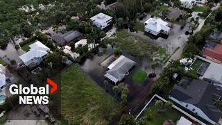 Hurricane Milton Drone shows flooded neighbourhoods destruction in Florida