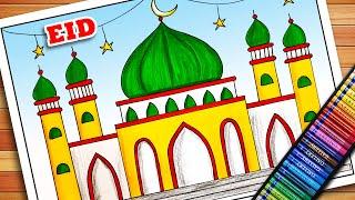 Ramadan Drawing  Ramazan Drawing  Eid Festival Drawing  Eid UL Fitr Drawing  Mosque Drawing