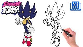 How To Draw Dark Sonic Super Sonic Smackdown  Como Dibujar Friday Night Funkin FNF Step By Step