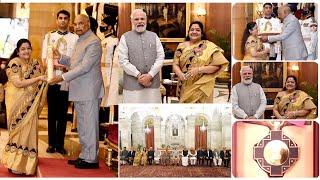 Receiving Padma Bhushan from the President of India  l K S Chithra