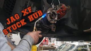 jaguar xf stuck hub removal. how to. repair