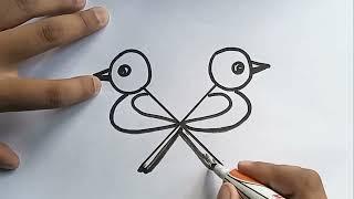 How to draw  birds from letter X easy drawing  M P Drawing tutorial drawings for music songs