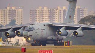 Indian Air Force HEAVY MILITARY TRANSPORT AIRCRAFT  IL-76 Takeoff