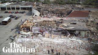 Aerial footage shows scale of destruction after tornado in Dayton Ohio