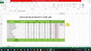 Cara Menentukan Total Nilai Nilai Rata-Rata dan Peringkat Pada Ms Excel