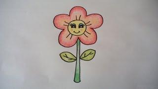 How To Draw A Cartoon Flower Easy Step by Step