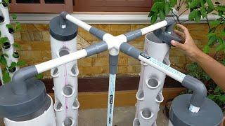 DIY  How to make Vertical Hydroponic System using 4 Towers Part 2  hydroponic farming at home