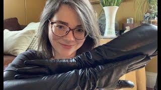 ASMR Leather Glove Sounds Unboxing and trying on two pairs of long leather gloves ️