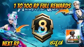 Bgmi A8 RoyalPass 1 to 100 Rp Full Rewards Details Information in Kannada  3.3 Update 