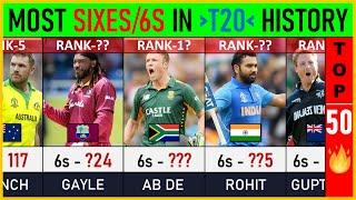 Most Sixes6s in T20 History  TOP 50  Cricket List  T20