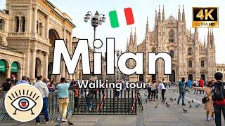 Milan Italy  Lombardy 4K WALKING TOUR  Walking tour with subtitles - Fashion - ASMR