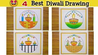 4 Best Diwali Drawing  Diwali Drawing Easy Step By Step  Happy Diwali Drawing  Diwali Festival