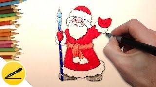 How to Draw Russian Father Frost on Christmas Card  Draw Father Frost step by step