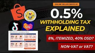 WITHHOLDING TAX SHOPEE BIR EXPLAINED  NON-VAT  VAT  Online Seller Serye #3