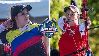 Sara Lopez v Sarah Prieels – compound women quarterfinal  Yankton 2021 World Archery Championships