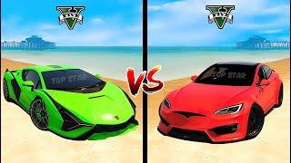 Lamborghini Sian VS Tesla Model S SUPER TURBO Prior Design in GTA 5 - Which would you buy?