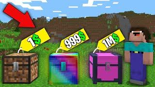 Minecraft NOOB vs PRO WHICH RAREST CHEST FOR 1$ VS 999$ VS 1M$ BOUGHT NOOB? Challenge 100% trolling