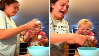 Cracking eggs on kids face compilation 2023 Funniest egg Cracking prank video