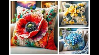 Flower cushion knitted with wool share ideas #crochet #design #knitted #cushion