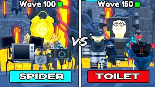 WOAH SPIDER TEAM VS TOILET TEAM TOILET TOWER DEFENSE IN ROBLOX