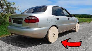 Experiment WOODEN WHEELS on a real CAR