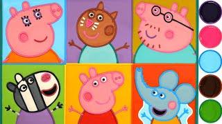 Peppa Pig Family Friend face Jelly Coloring & Painting  Belajar Menggambar Mewarnai untuk keluarga