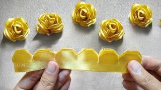 Whole Ribbon Rose - Ribbon Flowers - How to make an easy ribbon rose