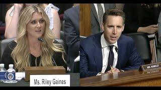 Sen. Hawley Questions Female Sports Advocate Riley Gaines On Competing Against Transgender Athletes