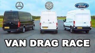 Mercedes Sprinter vs Ford Transit vs VW Crafter VAN DRAG RACE