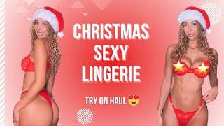 Cleo Clo   Christmas Lingerie try on haul  Mesh see through bra panties Lacy and latex