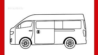 How To Draw Nissan NV350 Panel Van - How To Draw A Bus