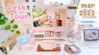 Desk Tour march 2023  อัพเดทโต๊ะทำงาน จัดโต๊ะคอม ikea  iMac M1 สีชมพู  iPad Air 5  MacBook Pro