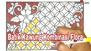 Belajar Menggambar motif Kawung Kombinasi Flora Dengan Ukuran 24×15 cm Dimulai Dengan membuat kotak2