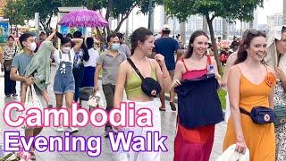 Cambodia Street Walking 2023 Virtual Tour Phnom Penh Evening Scene