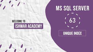 63. Unique Index in MS SQL Server  SQL Server Tutorial in Hindi  SQL Tutorial for Beginners