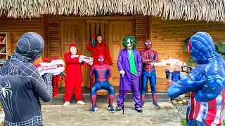 TEAM SPIDER-MAN vs BAD GUY TEAM In Real Life  Rescue SPIDER-MAN RED ???  Action Funny 