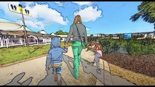 360 VR - CARTOON - Walking to the Arcade at Thorpe Park in Cleethorpes