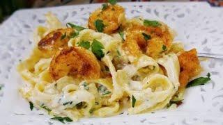 How to make SHRIMP FETTUCCINE ALFREDO  25 MINUTE MEAL 