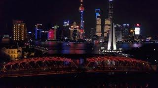 Bund view at night by drone - Shanghai - China