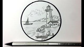 Easy Pencil Drawing Lighthouse I Kolay Karakalem Deniz Feneri Çizimi
