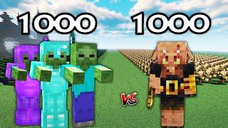 1000 Zombies Vs 1000 Piglin Brute  Minecraft