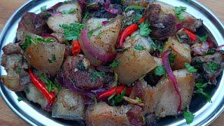 Pork Belly Fry  Quick and Tasty Pork Fry  Assamese style Pork Belly Fry  Pork Dry Fry Recipe 