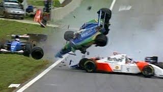 Martin Brundle Escapes Four Car Pile-up   1994 Brazilian Grand Prix