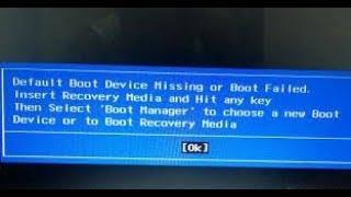 Lenovo Default boot device missing or boot failed- Fix Solv