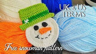 How To Do a  snowman Christmas decoration – scraps yarn Free Crochet Pattern -  applique crochet
