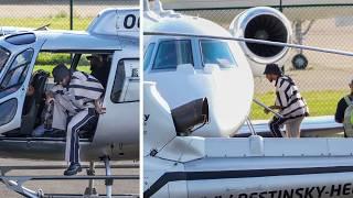 Lewis Hamilton Departing in Private Jet after Winning the F1 Belgian GP 2024