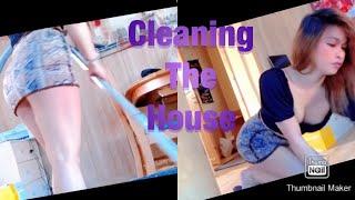 Cleaning the house no panty